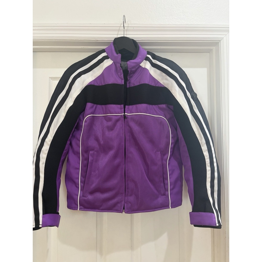 BILT Tech 1000 Women's Motorcycle Riding Jacket Purple Black White Size M Armor